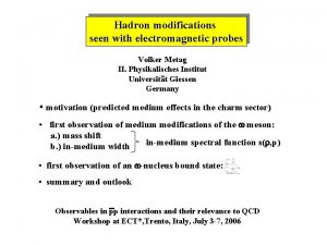 Hadron modifications seen with electromagnetic probes Volker Metag