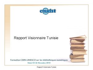 Rapport Visionnaire Tunisie Rapport VisionnaireTunisie Besoin Un systme