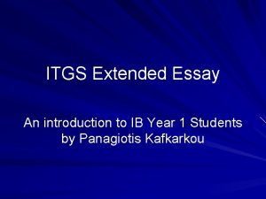 Itgs extended essay