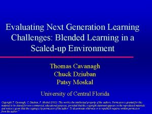 Next generation learning challenges
