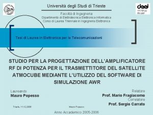 Universit degli Studi di Trieste Facolt di Ingegneria