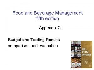 Food and Beverage Management fifth edition Appendix C