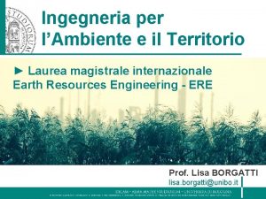 Ingegneria per lAmbiente e il Territorio Laurea magistrale