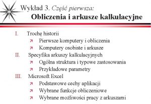 Wykad 3 Cz pierwsza Obliczenia i arkusze kalkulacyjne