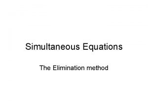 Simultaneous equation by elimination method