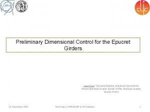 Preliminary Dimensional Control for the Epucret Girders Input