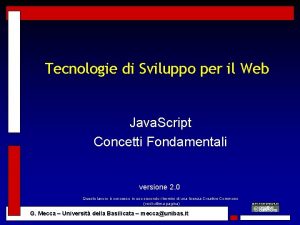 Tecnologie di Sviluppo per il Web Java Script