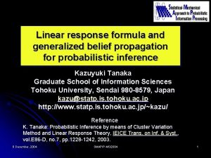 Linear response formula and generalized belief propagation for