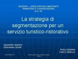 SILSISMI CORSI SPECIALI ABILITANTI MARKETING E COMUNICAZIONE A