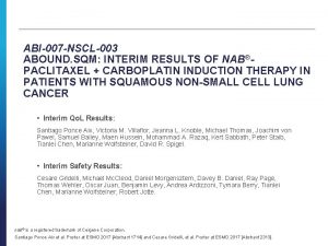 ABI007 NSCL003 ABOUND SQM INTERIM RESULTS OF NABPACLITAXEL