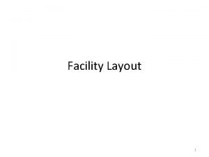 Facility Layout 1 General Observations Facility Planning includes