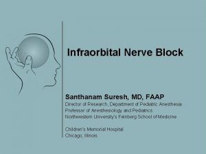 Infraorbital Nerve Block Santhanam Suresh MD FAAP Director