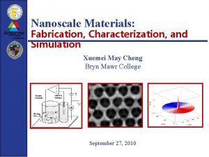 Nanoscale Materials Fabrication Characterization and Simulation Xuemei May