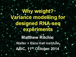 Why weight Variance modelling for designed RNAseq experiments