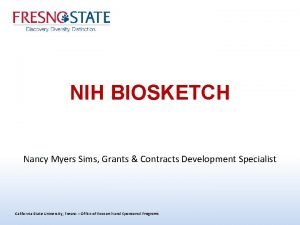 NIH BIOSKETCH Nancy Myers Sims Grants Contracts Development