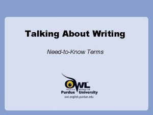 Talking About Writing NeedtoKnow Terms Talking About Writing