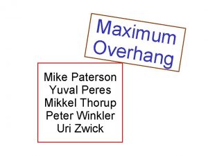 Maximu m Overha ng Mike Paterson Yuval Peres