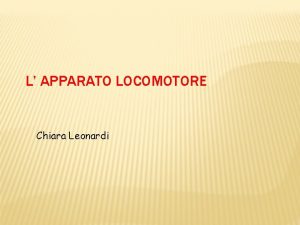 L APPARATO LOCOMOTORE Chiara Leonardi L APPARATO LOCOMOTORE