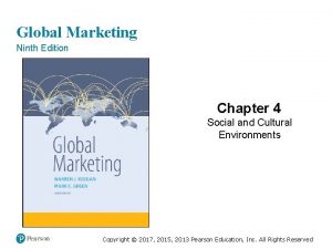 Global Marketing Ninth Edition Chapter 4 Social and