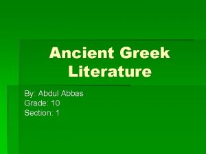 Greek contributions to literature