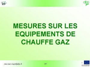 MESURES SUR LES EQUIPEMENTS DE CHAUFFE GAZ jeanmarc