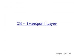 08 Transport Layer 3 1 Reliable data transfer
