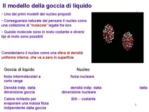 Il modello della goccia di liquido Uno dei