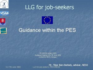 LLG for jobseekers Guidance within the PES PROGRESS