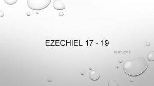 EZECHIEL 17 19 18 01 2015 EZECHIEL CAP