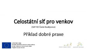 Celosttn s pro venkov SZIF RO esk Budjovice