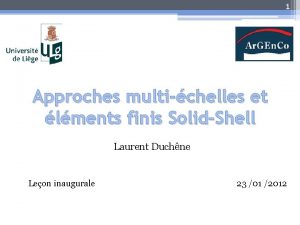 1 Approches multichelles et lments finis SolidShell Laurent