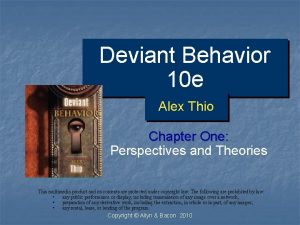 Deviant Behavior 10 e Alex Thio Chapter One