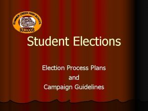 Student Elections Election Process Plans and Campaign Guidelines