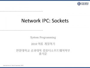 Network IPC Sockets System Programming 2018 Hanyang University
