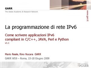 La programmazione di rete IPv 6 Come scrivere