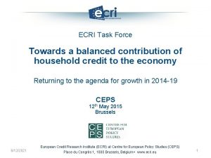 ECRI Task Force Towards a balanced contribution of