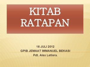 KITAB RATAPAN 16 JULI 2012 GPIB JEMAAT IMMANUEL