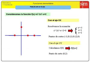 Matemticas 1 Bachillerato Funciones elementales Puntos de corte