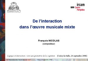 De linteraction dans luvre musicale mixte Franois NICOLAS