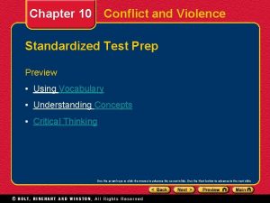 Conflict and Violence Chapter 10 Standardized Test Prep