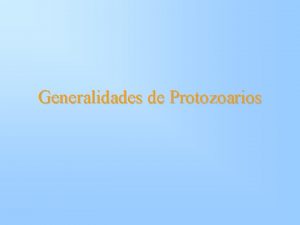 Generalidades de Protozoarios Protozoarios El trmino Protozoa proviene