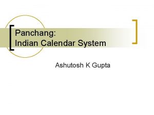 Panchang Indian Calendar System Ashutosh K Gupta Indian