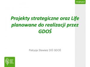 Projekty strategiczne oraz Life planowane do realizacji przez