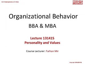 Skill Development at its Best Organizational Behavior BBA