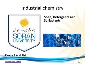 Industrial chemistry Soap Detergents and Surfactants Kazem R
