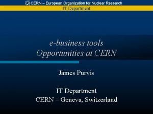 CERN European Organization for Nuclear Research IT Department