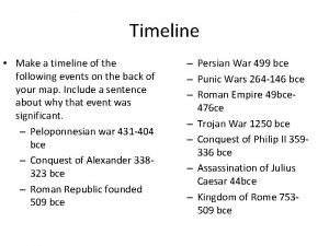 Timeline Make a timeline of the following events