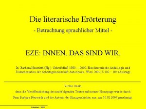 Die literarische Errterung Betrachtung sprachlicher Mittel EZE INNEN