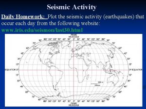 Seismic Activity Daily Homework Plot the seismic activity