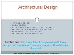 Architectural Design INTRODUCTION DATA DESIGN SOFTWARE ARCHITECTURAL STYLES
